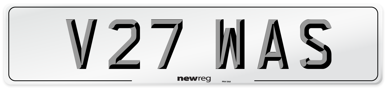 V27 WAS Number Plate from New Reg